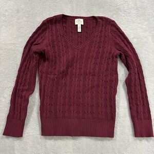 St. John Bay VNeck Sweater Women's Purple Cable Knit Vintage Dark Academia Y2K